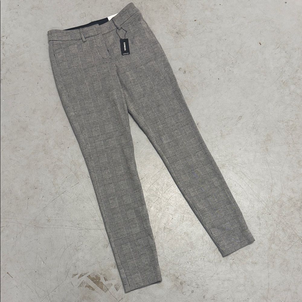 Express Women’s Gray Plaid Dress Pants Size 0 Regilar Mid Rise - NWT